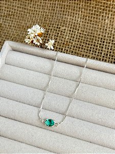 TORNOZELEIRA VENEZIANA CHATON OVAL TURMALINA PARAIBA PRATA 925
