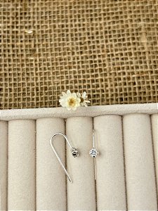 BRINCO GANCHO PONTO LUZ ZIRCONIA CRISTAL PRATA 925