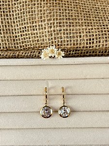 BRINCO ARGOLA COM PONTO DE LUZ PENDENTE BANHADO A OURO