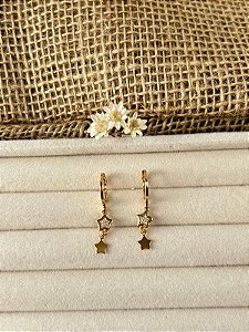 BRINCO ARGOLA COM ESTRELA PENDENTE BANHADO A OURO