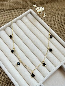 CHOKER DELICATE BLACK BANHADA A OURO