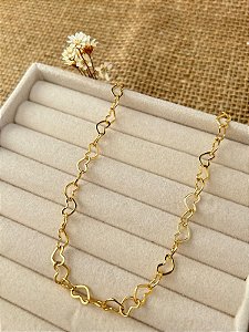 PULSEIRA ELOS CORAÇÃO BANHADA A OURO
