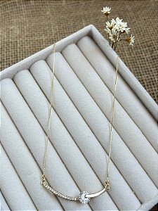 COLAR PONTO DE LUZ COM DETALHES CRAVEJADOS BANHADO A OURO