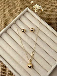 CONJUNTO BOLAS BANHADO A OURO