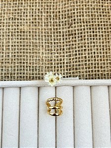 BRINCO PIERCING FAKE TRÊS ELOS BANHADO A OURO