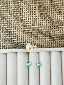 BRINCO PONTO DE LUZ CORAÇÃO VERDE CLARO PRATA 925
