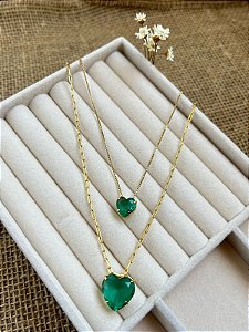 COLAR CARTIER CORAÇÃO DUPLO BANHADO A OURO 18K