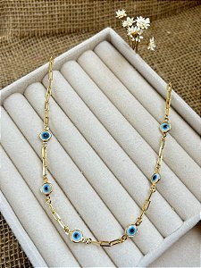 CHOKER CARTIER OLHO GREGO BANHADA A OURO 18K