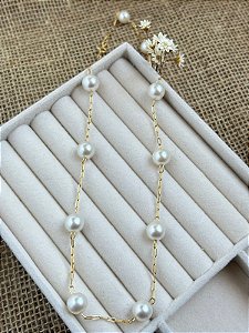 COLAR PEROLAS BANHADO  A OURO 18K
