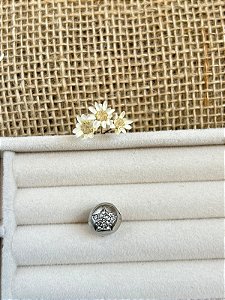 BERLOQUE ESFERA COM ESTRELA DE STRASS AÇO INOXIDÁVEL