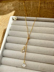 COLAR GRAVATINHA BANHADO A OURO 70CM - PONTO DE LUZ 4MM E 6MM