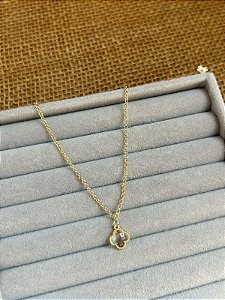 PULSEIRA ELO PORTUGUES COM 1 TREVO D/CRISTAL PEND BANHADO A OURO