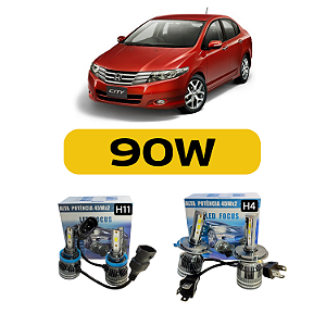 Kit LED Honda City (2009-2014) Foco Duplo - Farol Alto Baixo e Milha