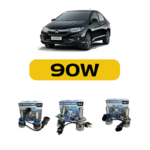 Kit LED Honda City (2015-2021) Foco Duplo - Farol Alto Baixo e Milha