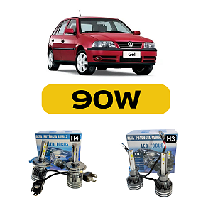 Kit LED Volkswagen Gol G3 (1999-2005) Foco Simples - Farol Alto Baixo e Milha