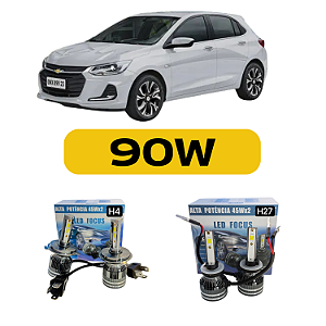 Kit LED Chevrolet Onix (2011-2019) Foco Simples - Farol Alto Baixo e Milha