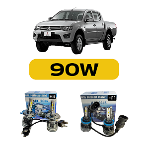 Kit Led Mitsubishi L200 Triton (2007-2017) Farol Alto, Baixo e Milha