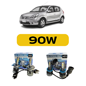 Kit Led Renault Sandero (2008-2014) Foco Simples - Farol Alto, Baixo e Milha