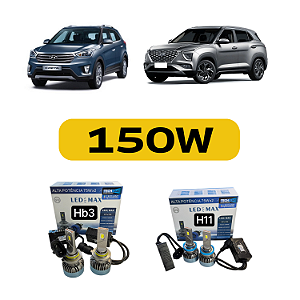 Kit Led Hyundai Creta (2017-2024) Farol com Projetor - Alto, Baixo e Milha