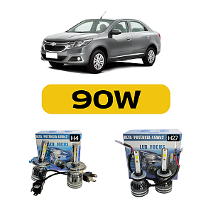 Kit Led Chevrolet Cobalt (2011-2016) Foco Simples Farol Alto, Baixo e Milha