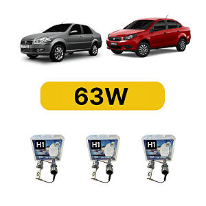 Kit LED Fiat Siena (2012-2021) Farol COM PROJETOR Alto Baixo e Milha