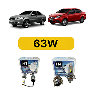 Kit LED Fiat Siena (2012-2021) Foco Simples - Farol Alto Baixo e Milha