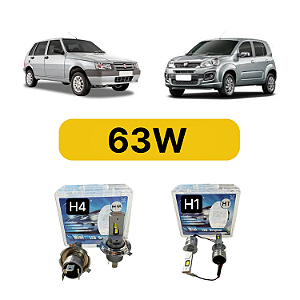 Kit LED Fiat Uno (2010-2021) Farol Alto Baixo e Milha