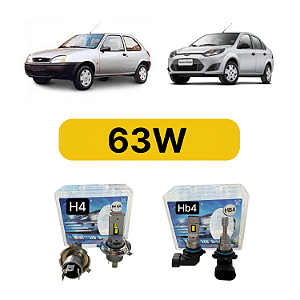 Kit LED Ford Fiesta (2001-2012) Foco Simples - Farol Alto Baixo e Milha