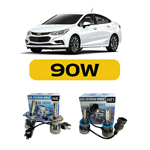 Kit Led Chevrolet Cruze (2012-2016) Foco Simples - Farol Alto, Baixo e Milha