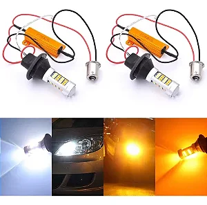 Kit Par Lampada Drl + Seta Led Branco E Ambar 1 Polo Ba15s