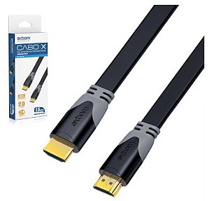 Cabo Hdmi 2.0 Flat com 1.5 Metros Conector Banhado á Ouro HD 4K 60hz Exbom 03462 - CBX-H2B15SM