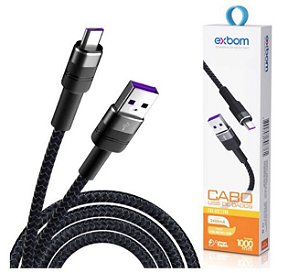 Cabo V8 Micro Usb 2.4A Turbo 1 Metro Alumínio Dados e Carregamento Exbom - CBX-U2C15V8