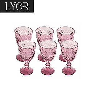 Conjunto 6 Taças de Água de Vidro Bico de Abacaxi Lilás 320ml - Lyor