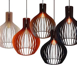 Lustre Grande 52cm Pendente De Madeira Sofisticado Bivolt
