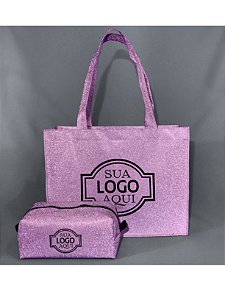 Kit Promocional TNT Metalizado Glitter - Bolsa e Nécessaire Personalizadas