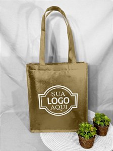 Bolsa de TNT Metalizado Rugoso Personalizada - Textura e Fole