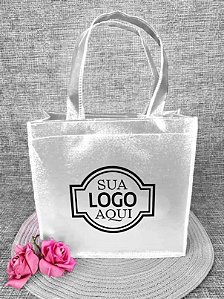 Mini Bolsa de TNT Metalizado Rugoso Personalizada - Brilho e Textura