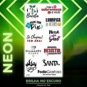 TATUAGEM INTIMA TEMPORARIA NEON BRILHAM NO ESCURO