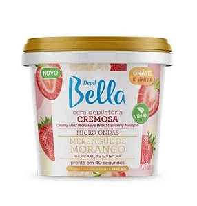 CERA DEPILATORIA CREMOSA PARA MICRO ONDAS MERENGUE DE MORANGO DEPIL BELLA 100g