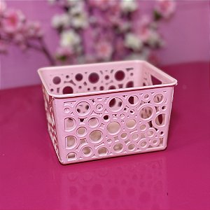CESTO ORGANIZADOR PEQUENO PLÁSTICO ROSA