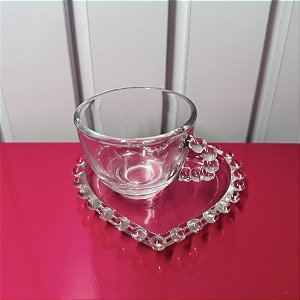 CONJUNTO XICARA VIDRO CORAÇAO