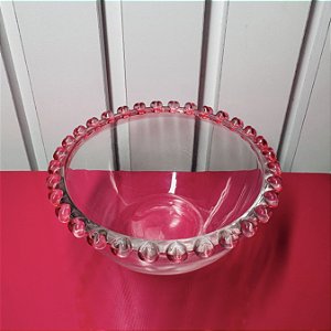 CUMBUCA VIDRO COM BORDA CORAÇÃO ROSA 8.5X8CM
