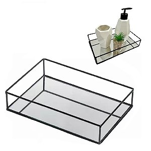 BANDEJA EM METAL COM FUNDO ESPELHADO
