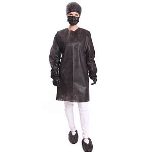 JALECO DESCARTÁVEL PRETO MANGA LONGA NT FLEX