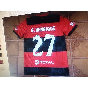 Camisa Flamengo Rubro negra jogo libertadores número 27 B. Henrique tamanho P