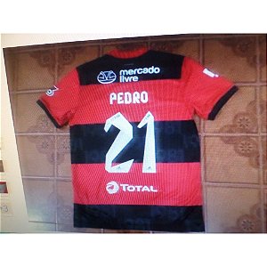 Camisa Flamengo Rubro negra jogo número 21 Pedro tamanho M