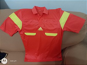Camisa árbitro vermelha jogo Champions tamanho P