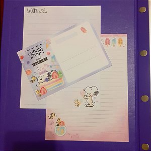 Peanuts 02 papéis de carta e 01 envelope Sanrio Importado