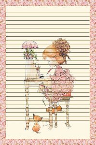 Papel de carta Sarah menina clarinho e com linhas pautadas