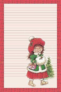Papel de carta menina natalina Mary May com linhas pautadas